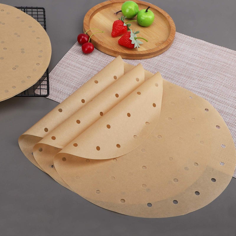 Beasea Air Fryer Round Liners - 12 Inch, 200pcs Unbleached Parchment Paper for Air Fryer and Steaming Basket - Image 4